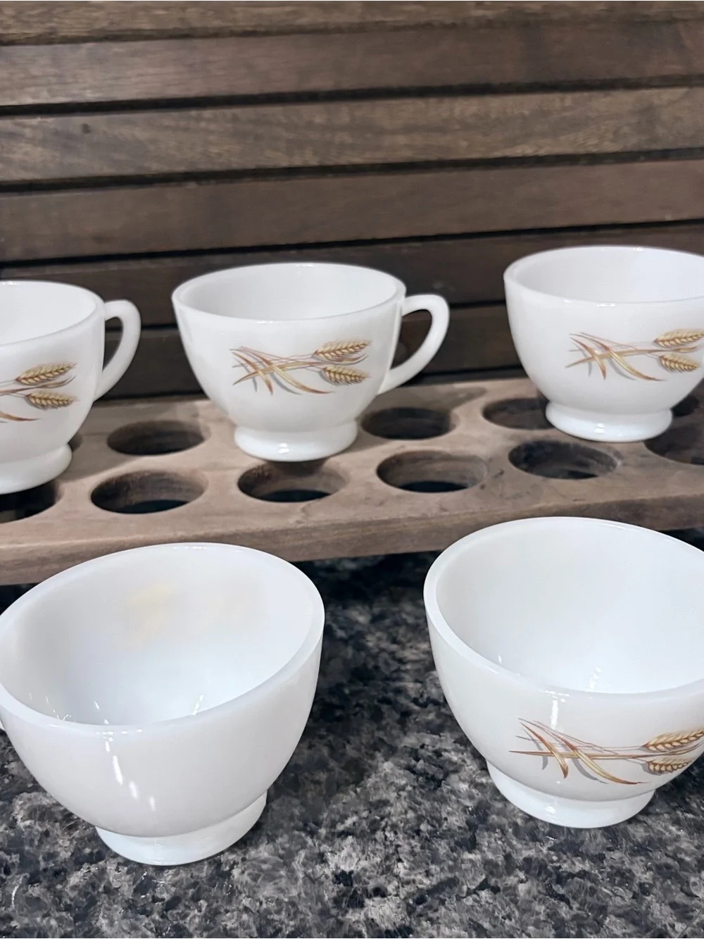 Vintage Anchor Hocking Milk Glass Tea/coffee Cups (5) - Golden Wheat  MidCentury
